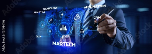 Martech marketing technology concept on virtual screen interface