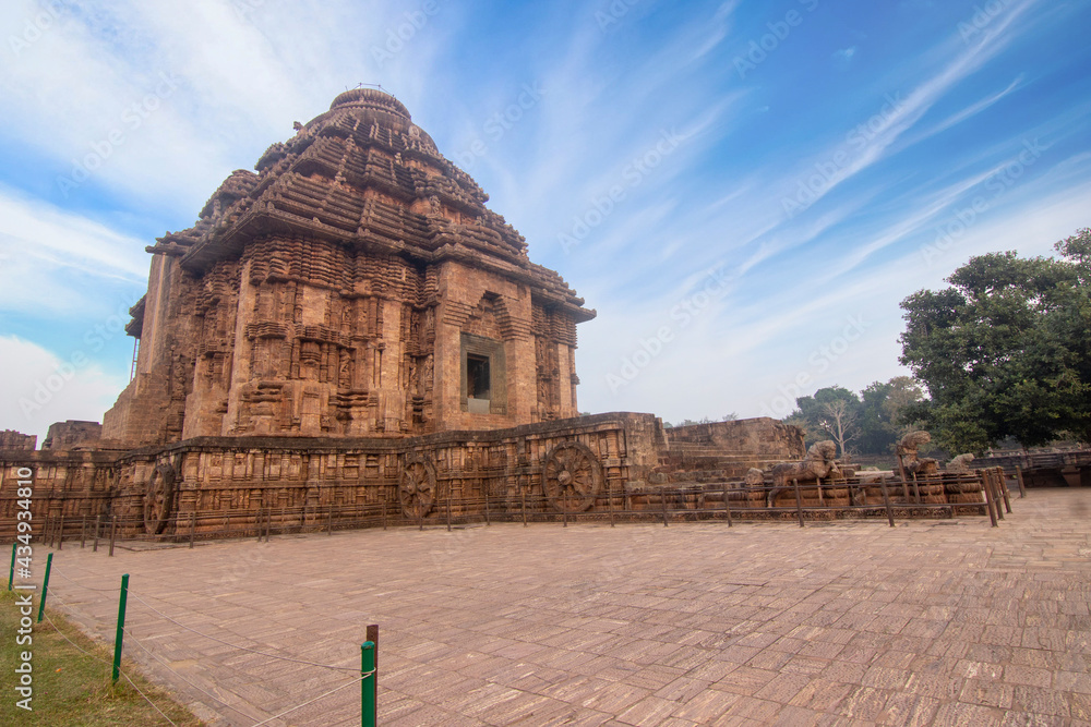 Stone Carvings On 13th century Ancient Hindu world heritage conservation Architecture At Konark Sun Temple Odisha