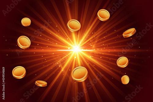 Casino Gold Coins Bright Background