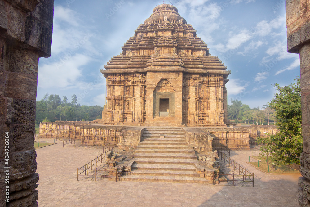 Konark Sun Temple in Odisha, India. Ancient Hindu Temple at Konark. Dedicated to the Hindu sun god