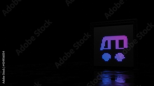 3d rendering of light shaped as symbol of public bus on black background