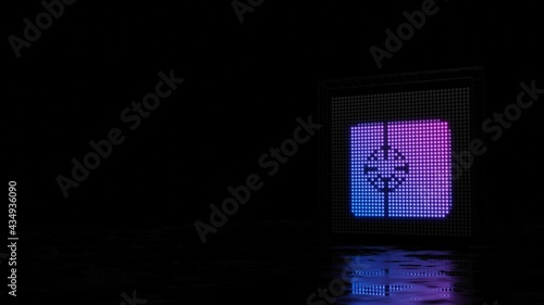 3d rendering of light shaped as symbol of Portugal on black background