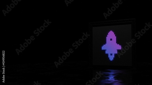 Fototapeta Naklejka Na Ścianę i Meble -  3d rendering of light shaped as symbol of launching rocket on black background