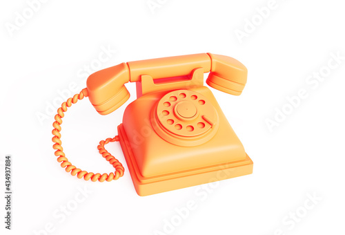 3D Render Concept of Old Telephone 3D art Design illustration.