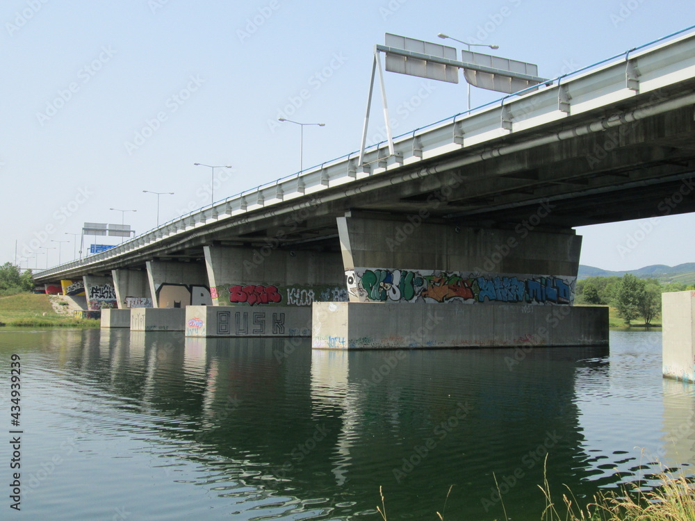 Bridge over the Danube River in Vienna, Austria,