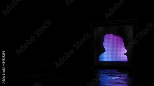 3d rendering of light shaped as symbol of users on black background