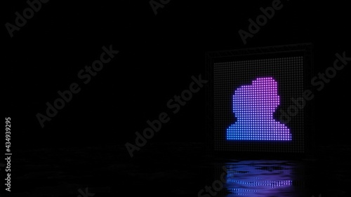 3d rendering of light shaped as symbol of users on black background