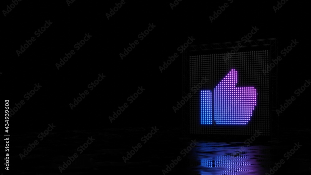 3d rendering of light shaped as symbol of thumb up button on black background 3d rendering of light shaped as symbol of thumb up button on black background