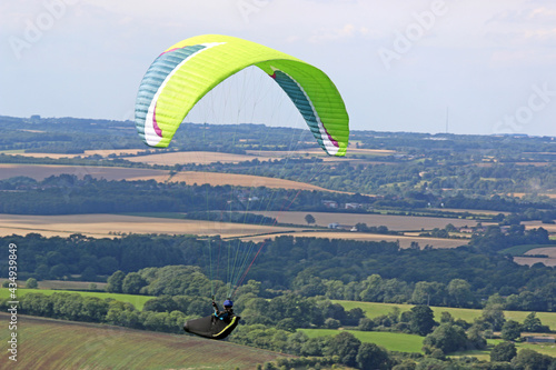 Paraglider flying at Combe Gibbet, England