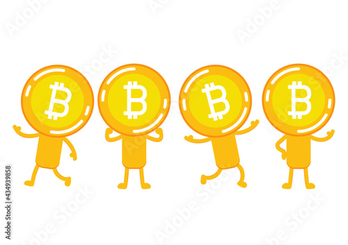 Bitcoin character vector. Coin character design. Bitcoin vector. 