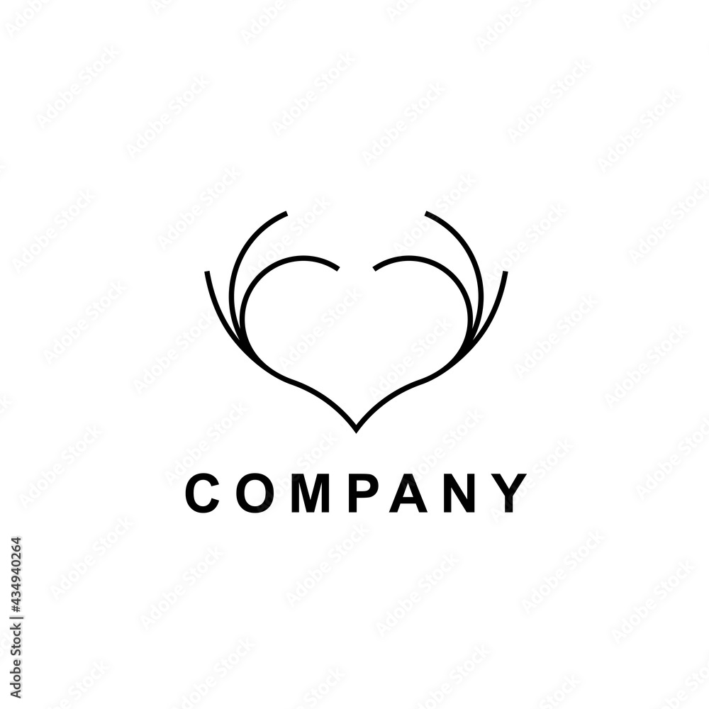 logo creative deer head and love logo creative deer head and love