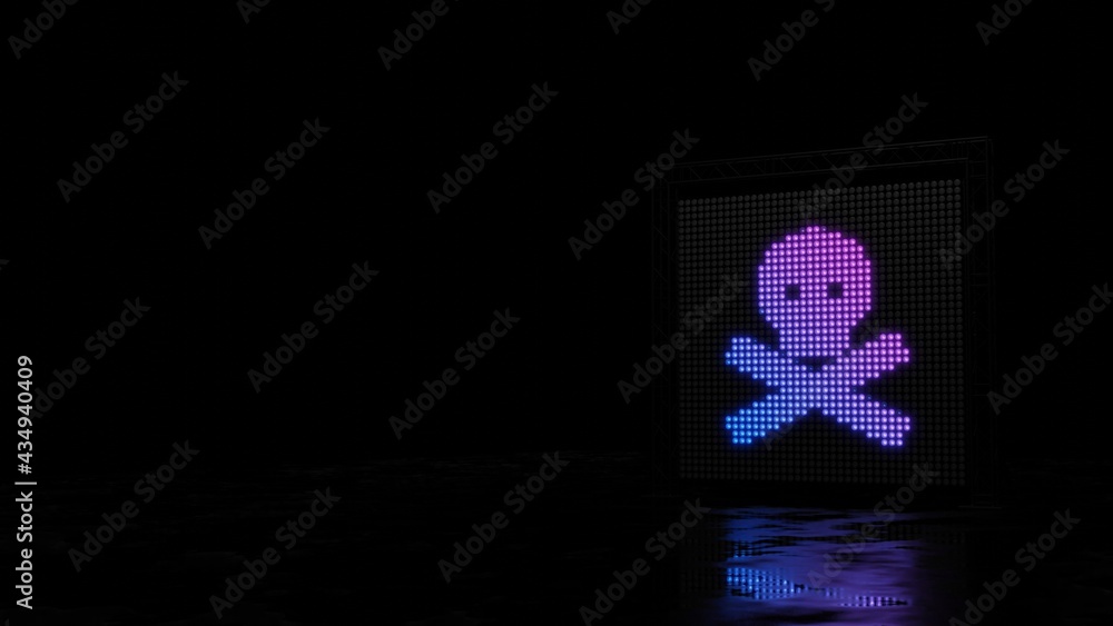 3d rendering of light shaped as symbol of skull crossbones on black background 3d rendering of light shaped as symbol of skull crossbones on black background