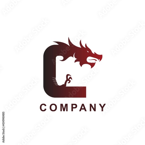 logo design creative abjad C dragon