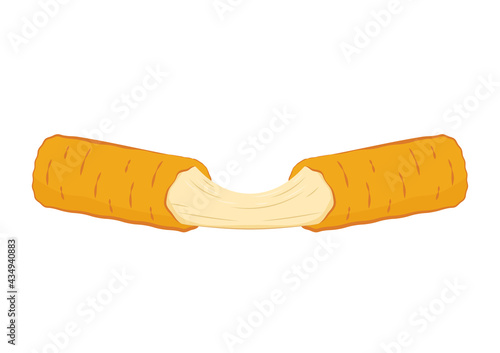 Mozzarella sticks vector. Mozzarella sticks on white background. Cheese stretch.