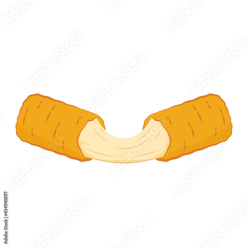 Mozzarella sticks vector. Mozzarella sticks on white background. Cheese stretch.