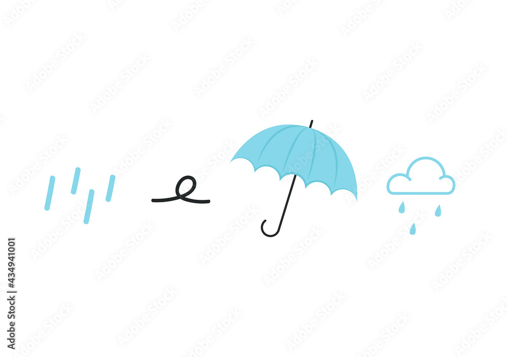 Umbrella and Rain logo design. Umbrella vector on white background. Wind, Rain and Umbrella icon vector.