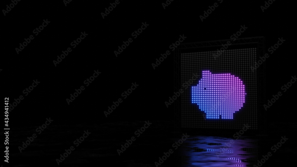 3d rendering of light shaped as symbol of piggy bank on black background 3d rendering of light shaped as symbol of piggy bank on black background