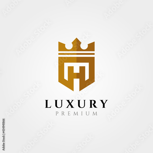 letter h creative logo type with crown vector symbol illustration design