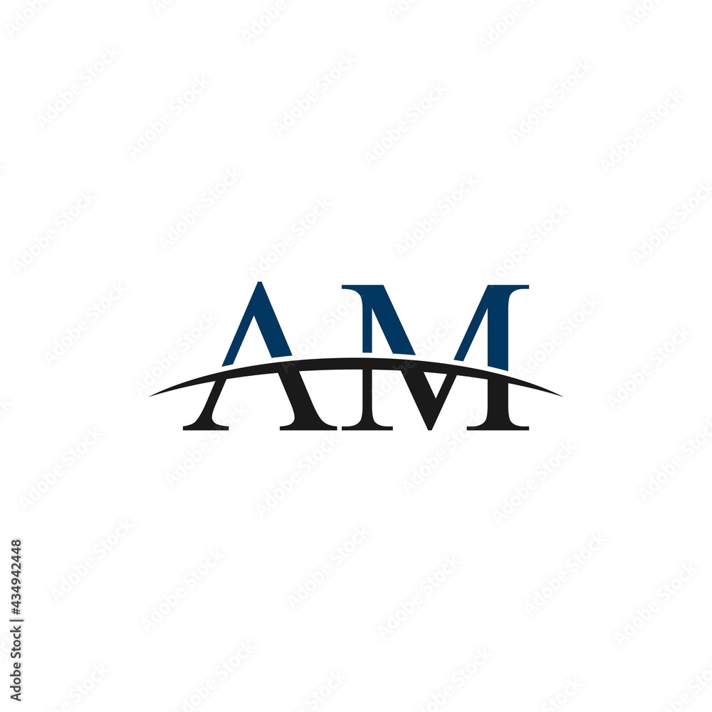 Initial letter AM, overlapping movement swoosh horizon, logo design inspiration company Initial letter AM, overlapping movement swoosh horizon, logo design inspiration company