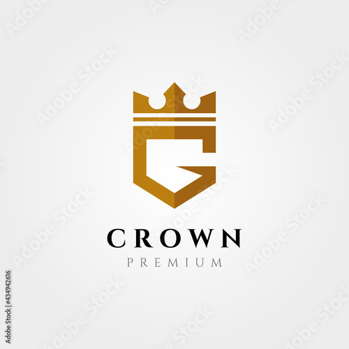 initial logo letter G with crown vector symbol illustration design