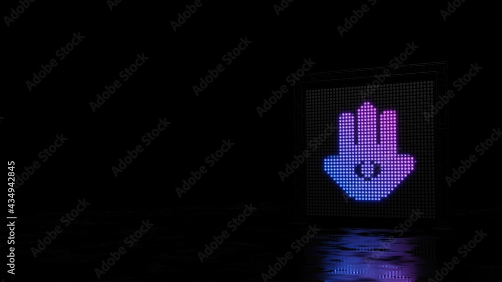 3d rendering of light shaped as symbol of hamsa on black background 3d rendering of light shaped as symbol of hamsa on black background