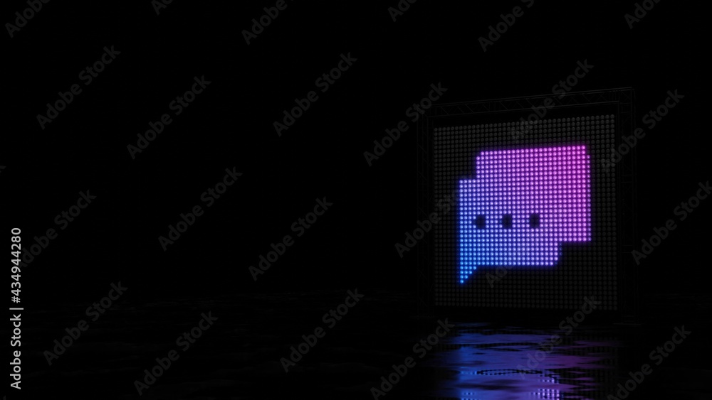 3d rendering of light shaped as symbol of two rounded chat bubbles on black background 3d rendering of light shaped as symbol of two rounded chat bubbles on black background