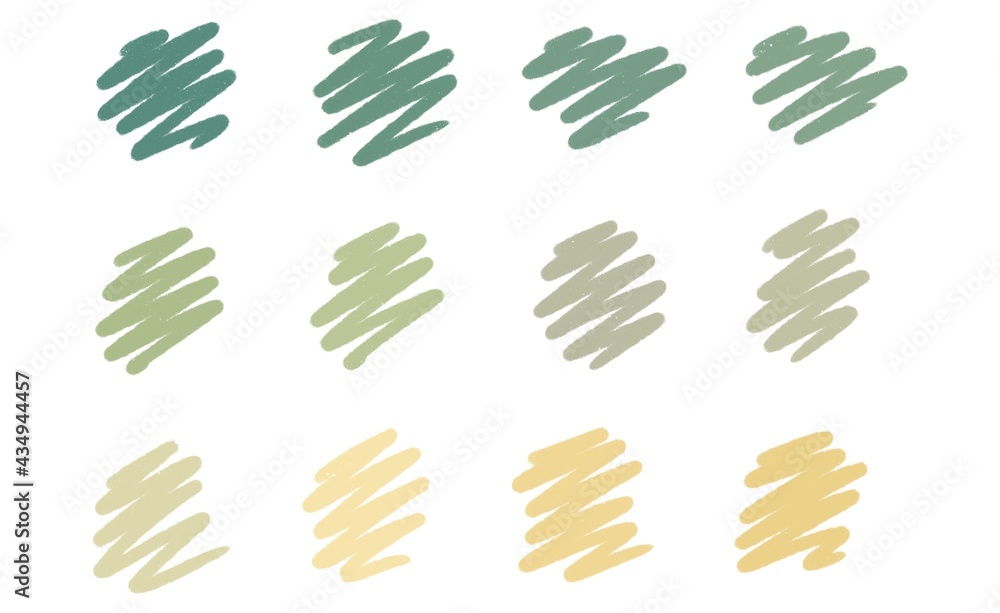 Felt-tip pen strokes in green yellow colours illustration Felt-tip pen strokes in green yellow colours illustration