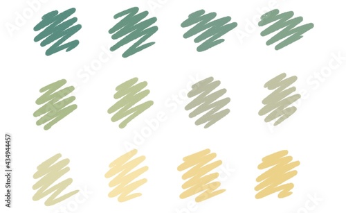 Felt-tip pen strokes in green yellow colours illustration  © Sofiia Kulichkova