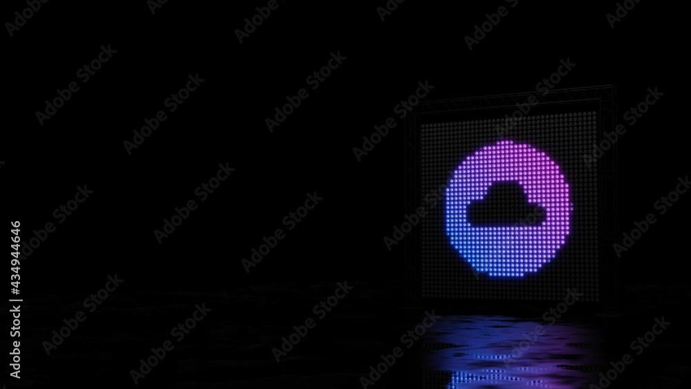 3d rendering of light shaped as symbol of circle with cloud on black background 3d rendering of light shaped as symbol of circle with cloud on black background