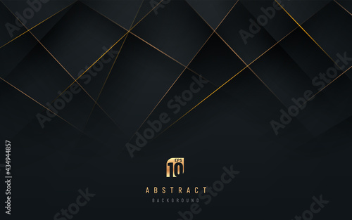 Fototapeta Abstract luxury geometric overlay black and gold background with copy space