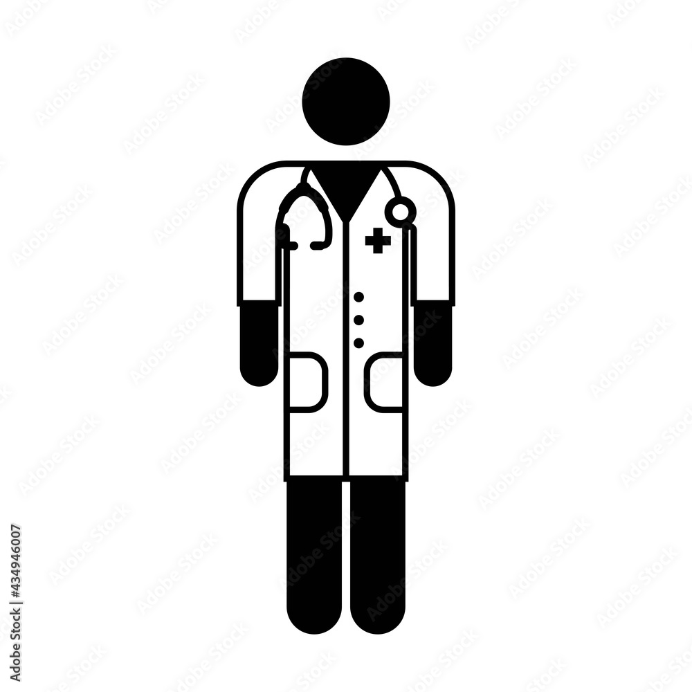 Doctor icon vector male person profile avatar with stethoscope for medical consultation in Glyph Pictogram illustration Doctor icon vector male person profile avatar with stethoscope for medical consultation in Glyph Pictogram illustration