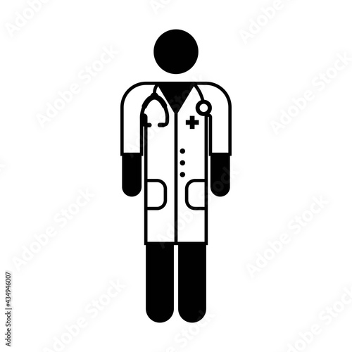 Doctor icon vector male person profile avatar with stethoscope for medical consultation in Glyph Pictogram illustration