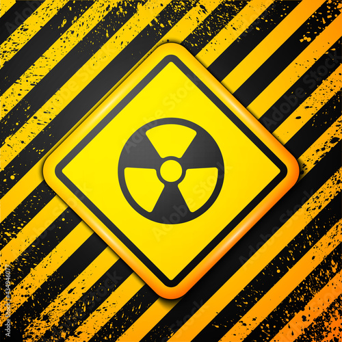Black Radioactive icon isolated on yellow background. Radioactive toxic symbol. Radiation Hazard sign. Warning sign. Vector