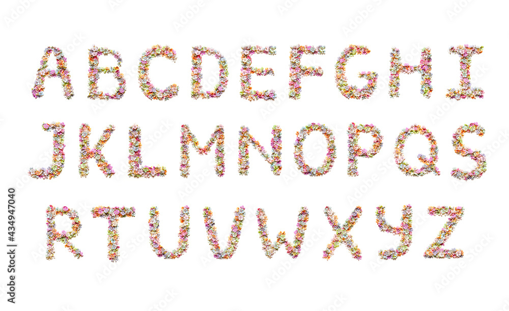 Flower font. Alphabet for kids. Holiday design, made from beautiful flowers. Flower font. Alphabet for kids. Holiday design, made from beautiful flowers.