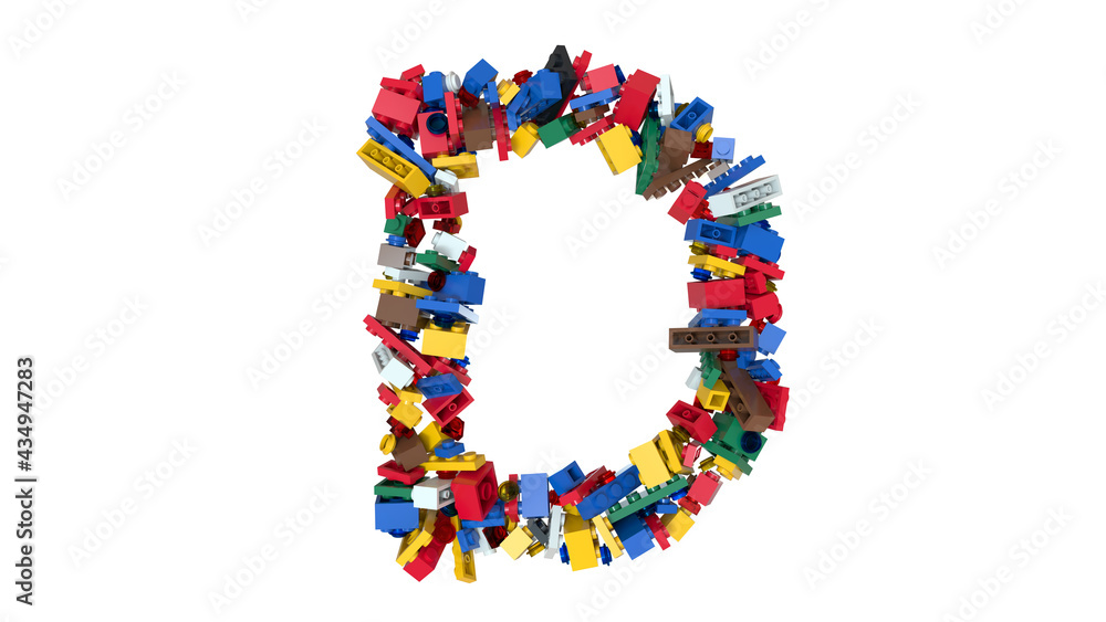 Shuffled Colored Bricks Building Blocks Typeface Text 
D