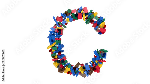 Shuffled Colored Bricks Building Blocks Typeface Text C