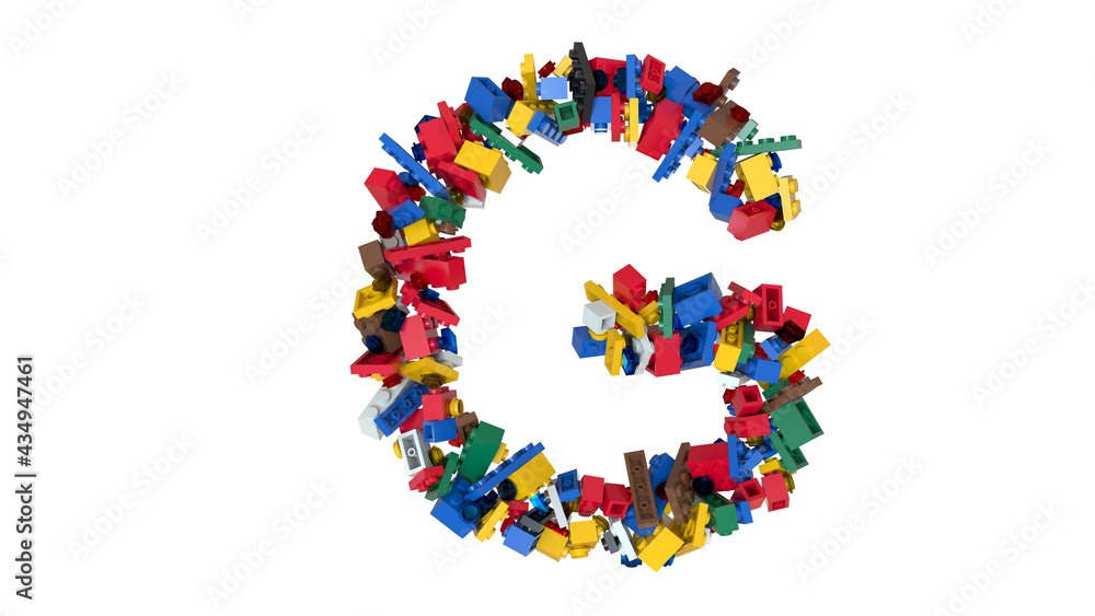 Shuffled Colored Bricks Building Blocks Typeface Text 
G