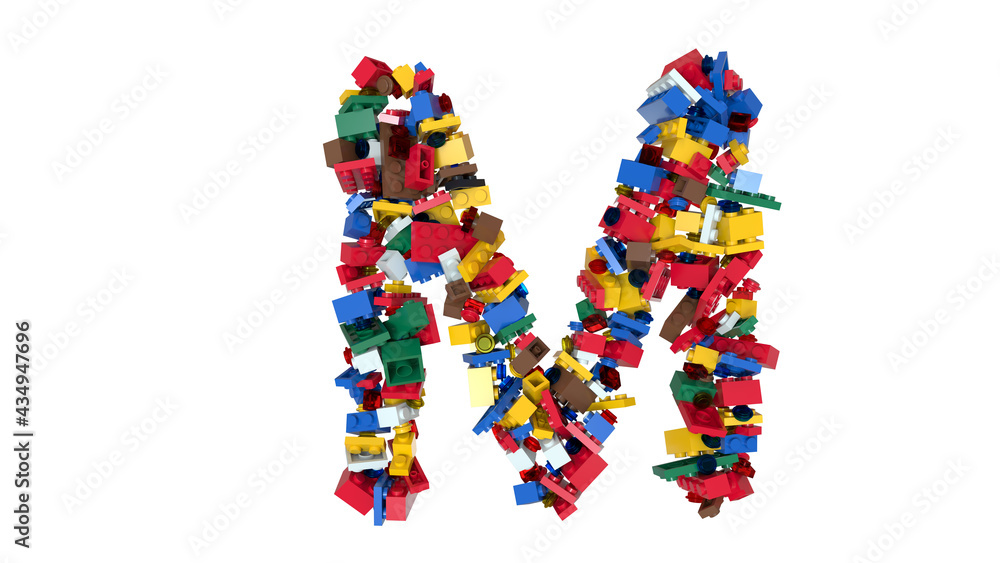 Shuffled Colored Bricks Building Blocks Typeface Text M