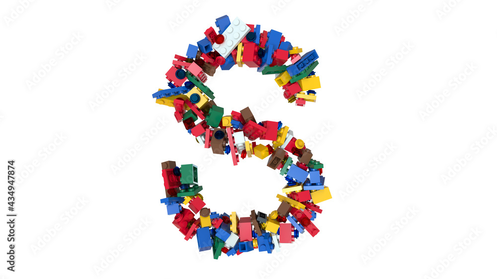 Shuffled Colored Bricks Building Blocks Typeface Text S