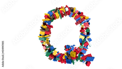 Shuffled Colored Bricks Building Blocks Typeface Text Q