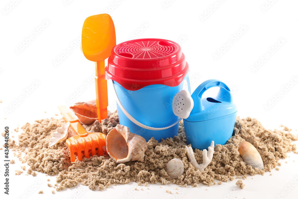 toys sea and sand isolated on white background