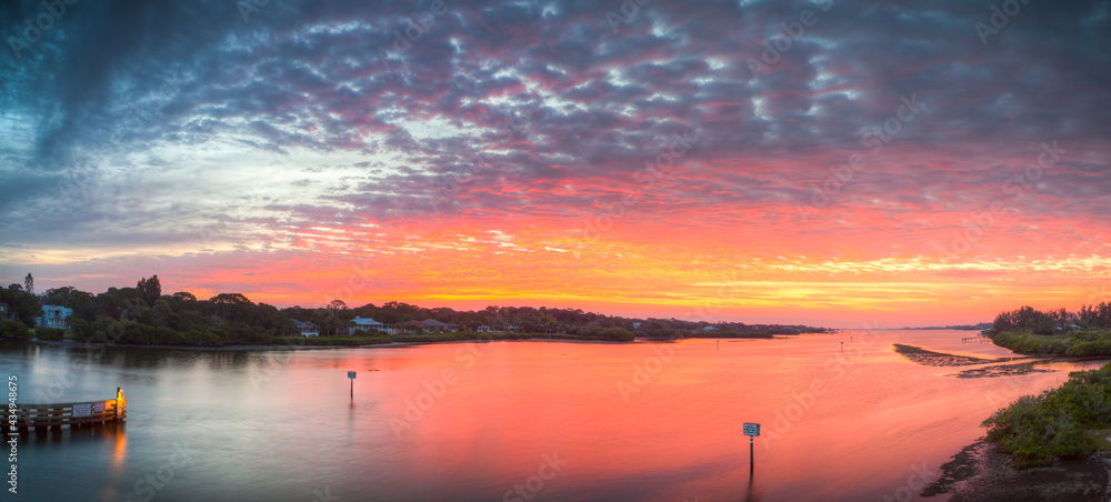 Remarkable colorful sunrise over intercostal in Florida