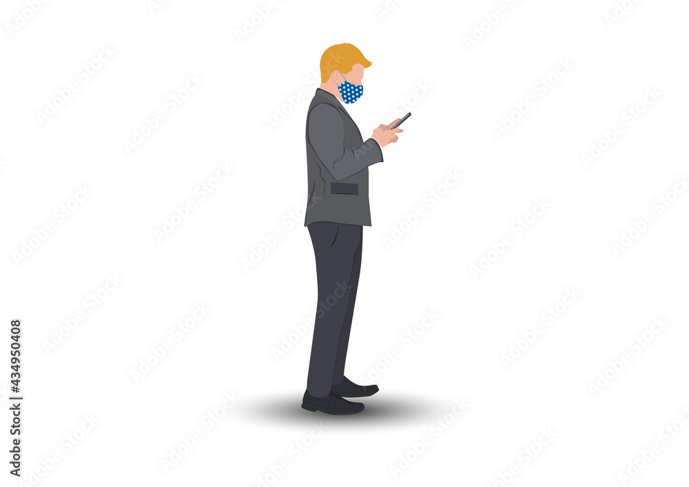 Businessman standing and using smartphone for connection technology, concept using smartphone for connection to people email and check data information Businessman standing and using smartphone for connection technology, concept using smartphone for connection to people email and check data information