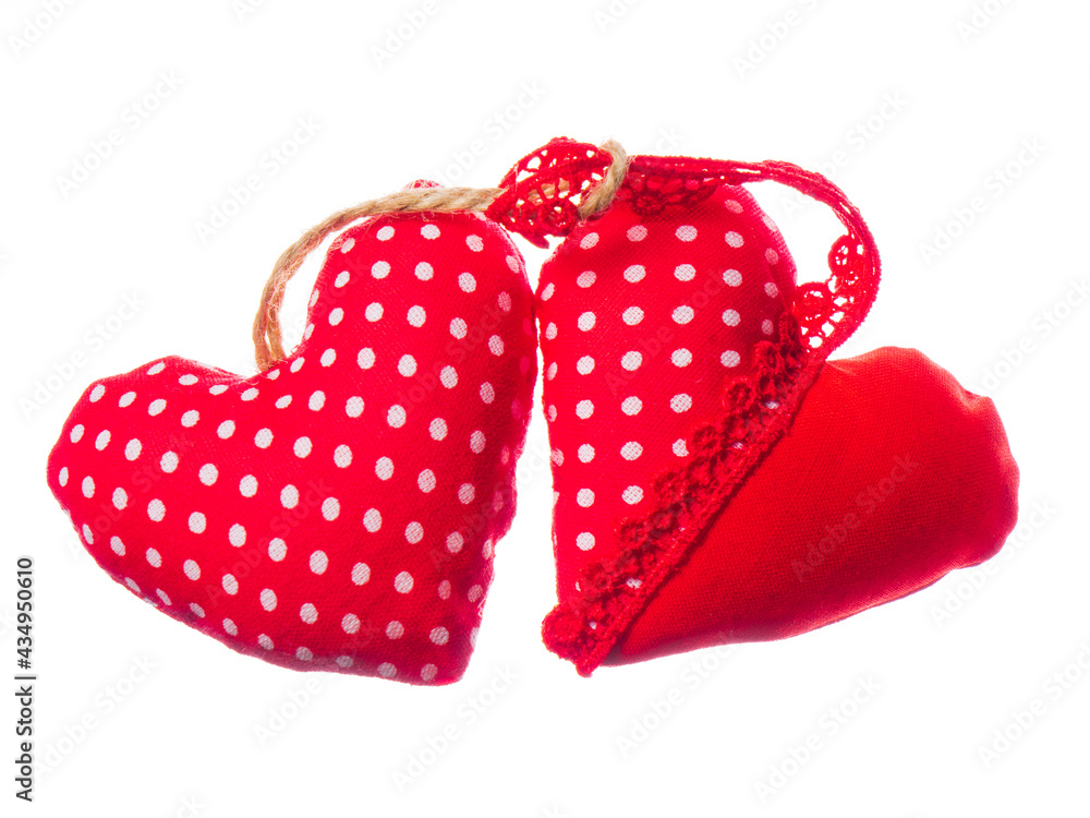 Homemade soft toy. Handwork. Isolated on white.