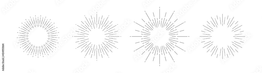Obraz premium Light rays frames set. Shine burst background. radiant spark.