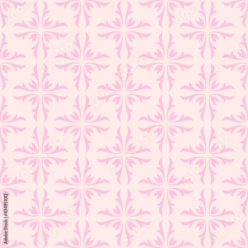 Background pattern with floral ornament on light pink background, wallpaper. Seamless pattern, texture. Vector image