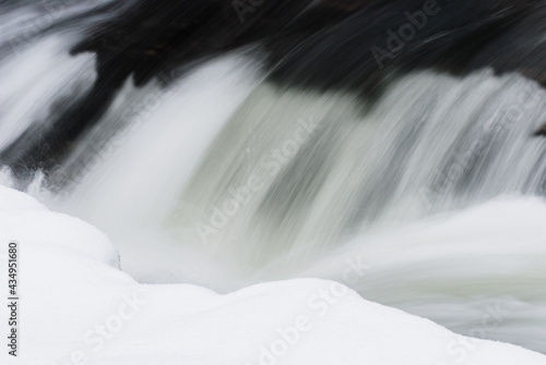 Water flowing in winter river