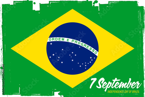 "7 de Setembro Dia da Independência do Brasil" - 7 September Independence Day of Brazil, banner with grunge brush