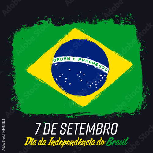 "7 de Setembro Dia da Independência do Brasil" - 7 September Independence Day of Brazil, banner with grunge brush