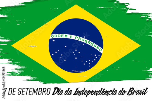 "7 de Setembro Dia da Independência do Brasil" - 7 September Independence Day of Brazil, banner with grunge brush